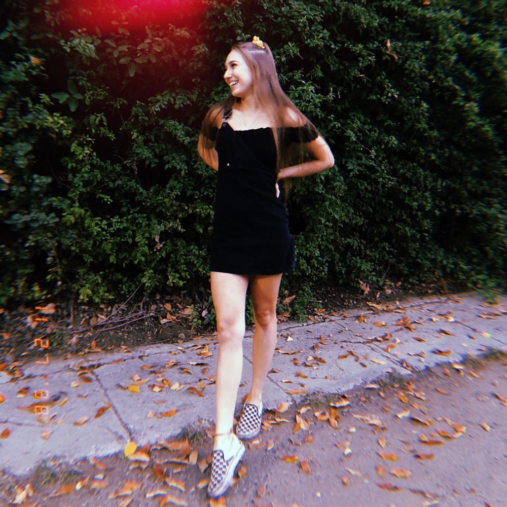 Black jean overall skirt